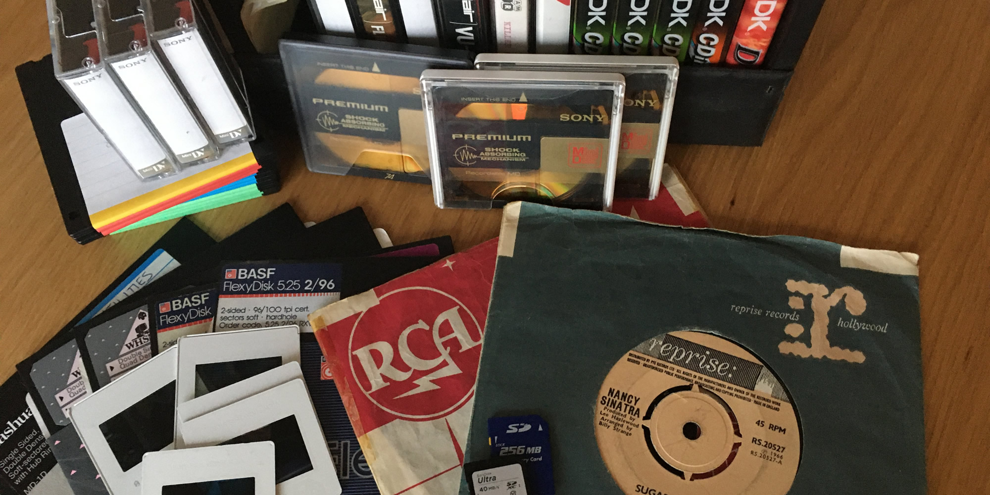 Photo: a collection of data storage formats.